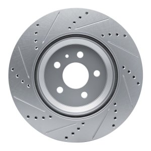 Tesla Model 3 Brake Rotor (1) - Rear Right - R1 Concepts - Drilled & Slotted - Silver - `17-`25